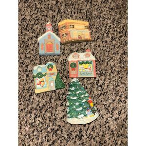 vintage christmas house refrigerator magnets